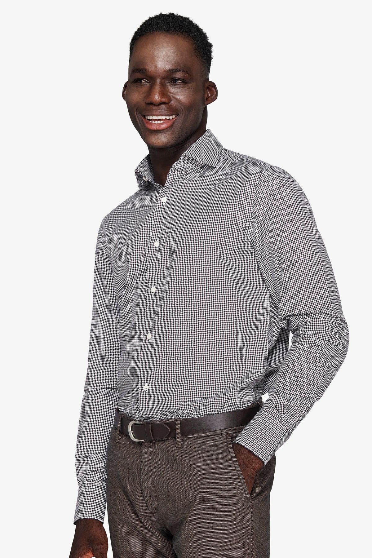 Camicia pied de poule marrone-Dan John