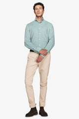 Camicia in velluto millerighe verde acqua-Dan John