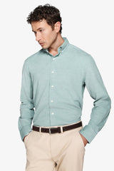 Camicia in velluto millerighe verde acqua-Dan John