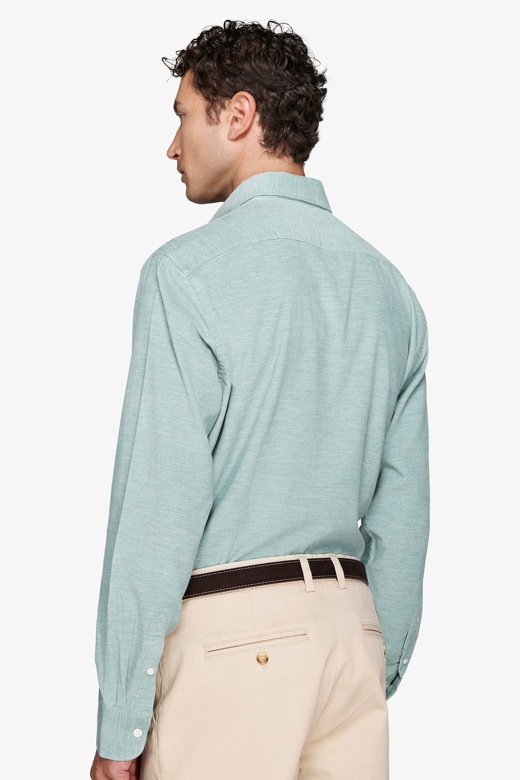 Camicia in velluto millerighe verde acqua-Dan John