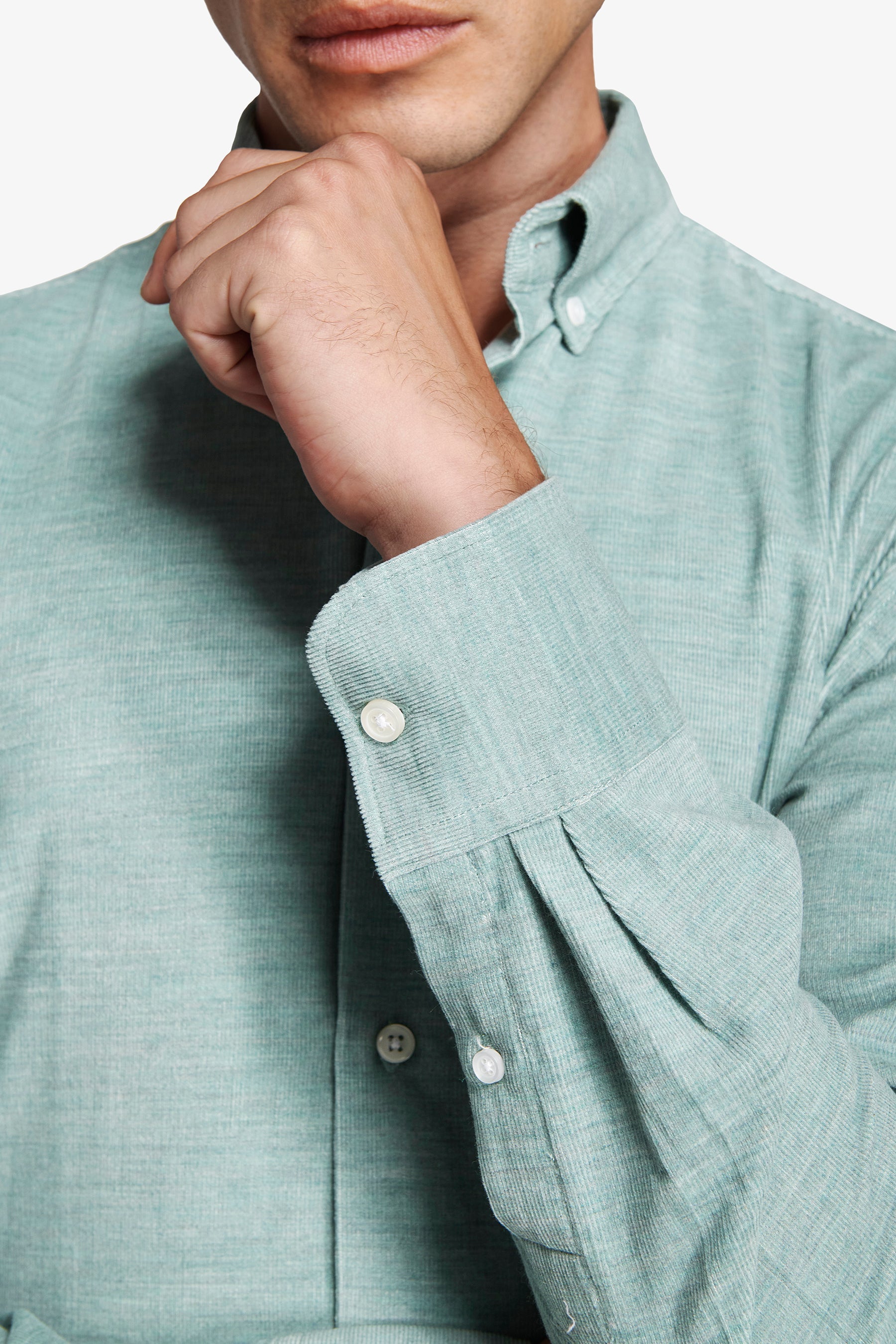 Camicia in velluto millerighe verde acqua-Dan John