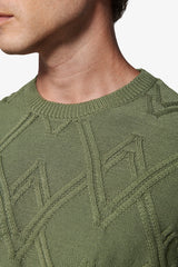 Maglia girocollo treccia piazzata verde-Dan John