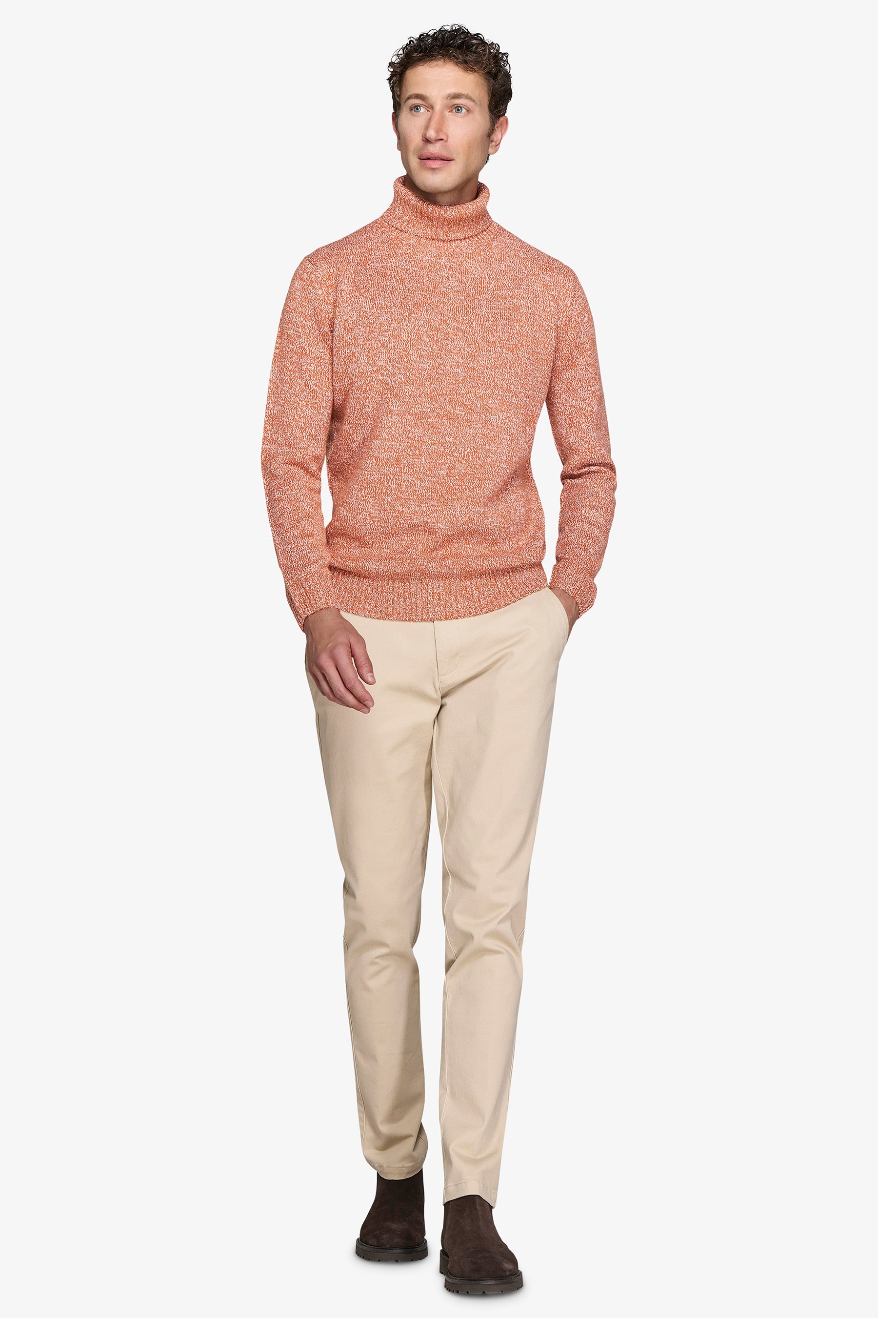 Maglia dolcevita mouline' arancio-Dan John