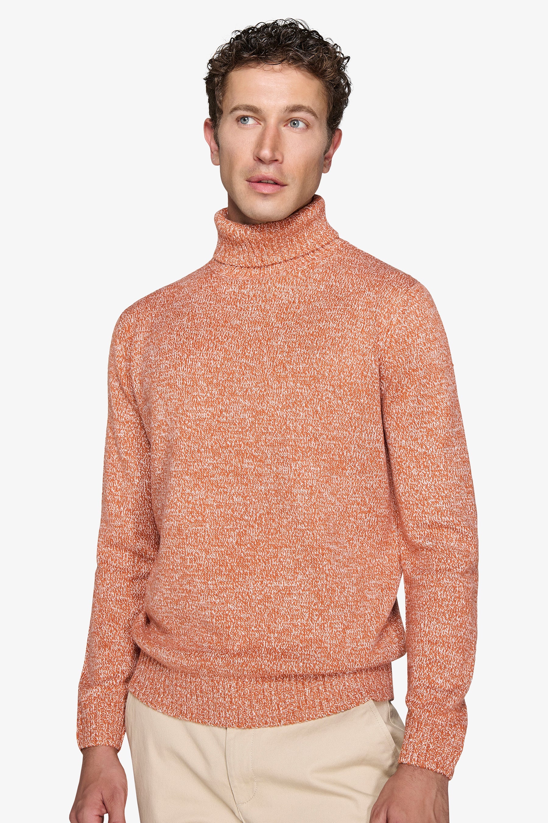 Maglia dolcevita mouline' arancio-Dan John
