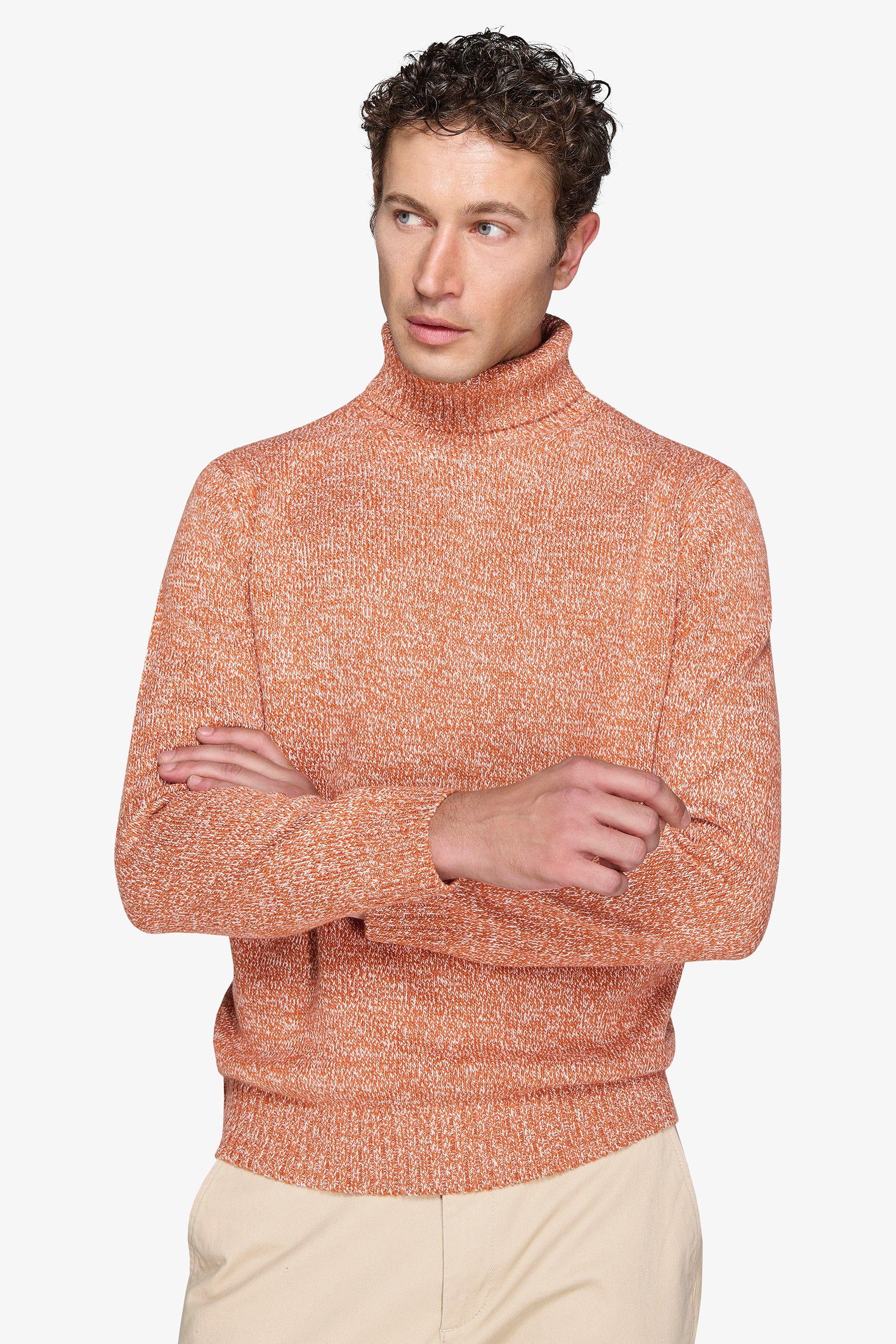 Maglia dolcevita mouline' arancio-Dan John