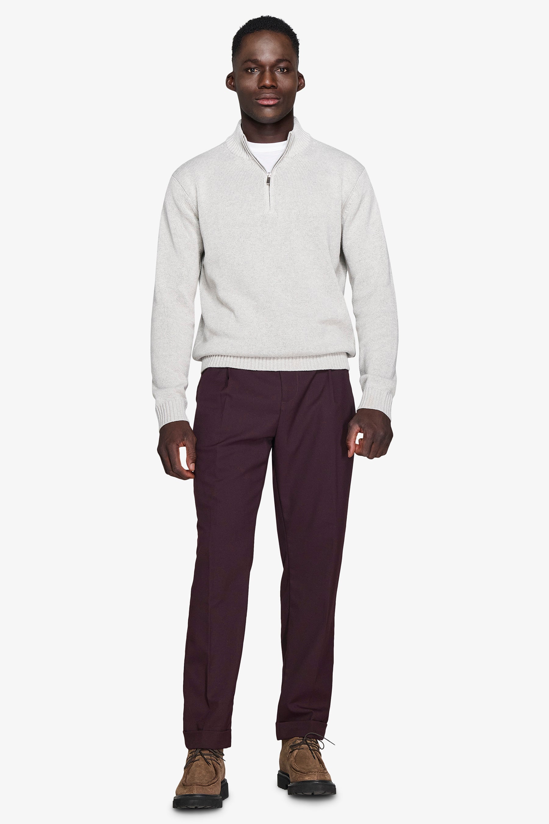 Maglia half zip grigio chiaro-Dan John