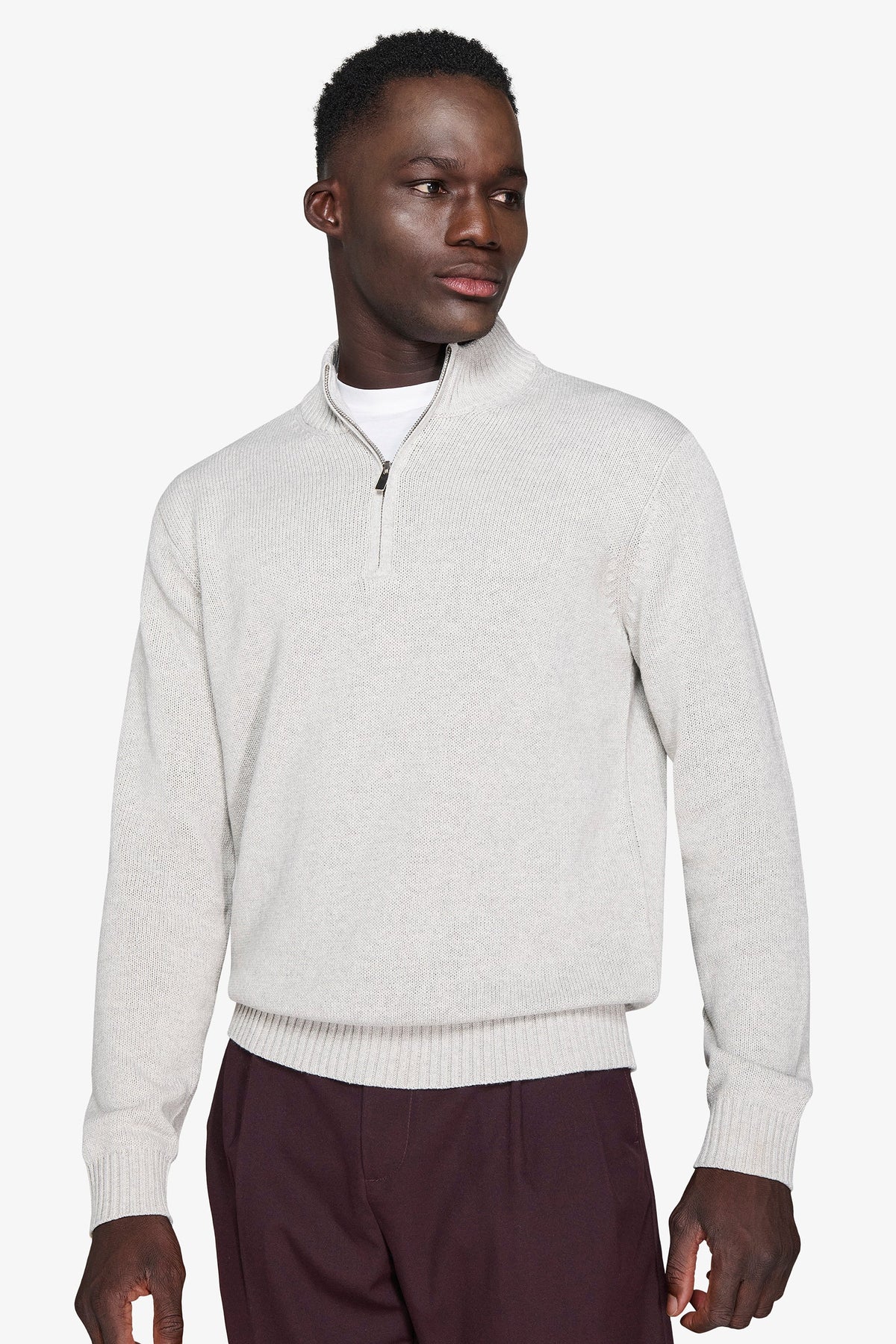 Maglia half zip grigio chiaro-Dan John