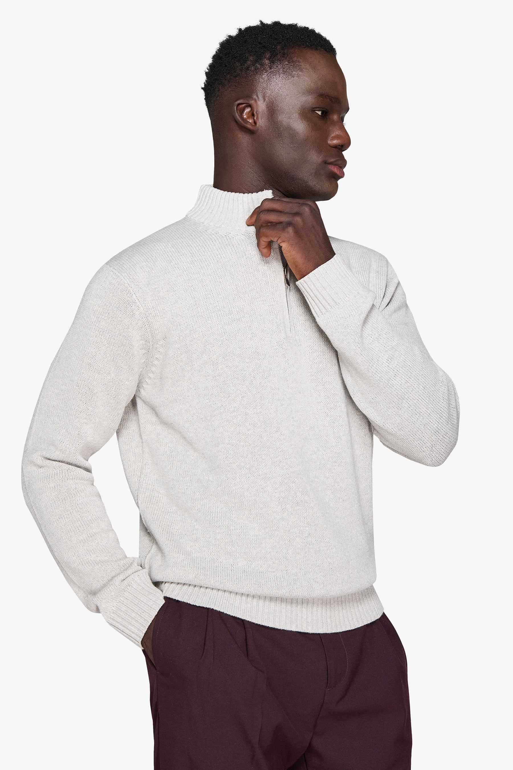 Maglia half zip grigio chiaro-Dan John