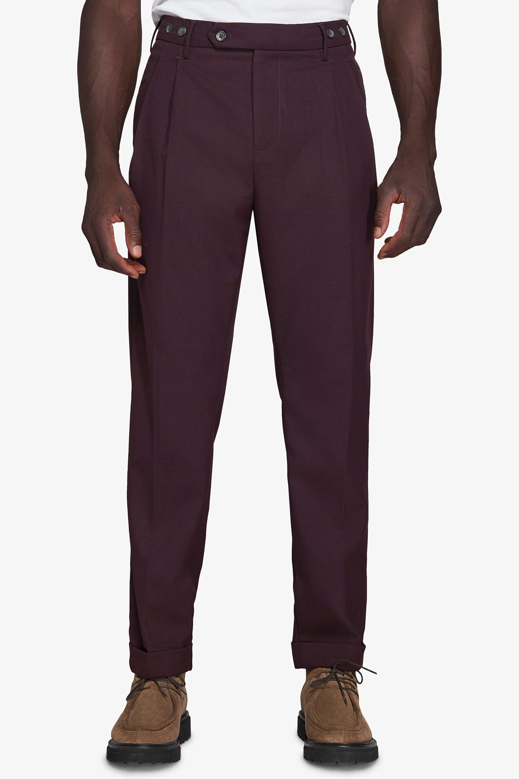 Pantaloni doppia pinces bordeaux-Dan John