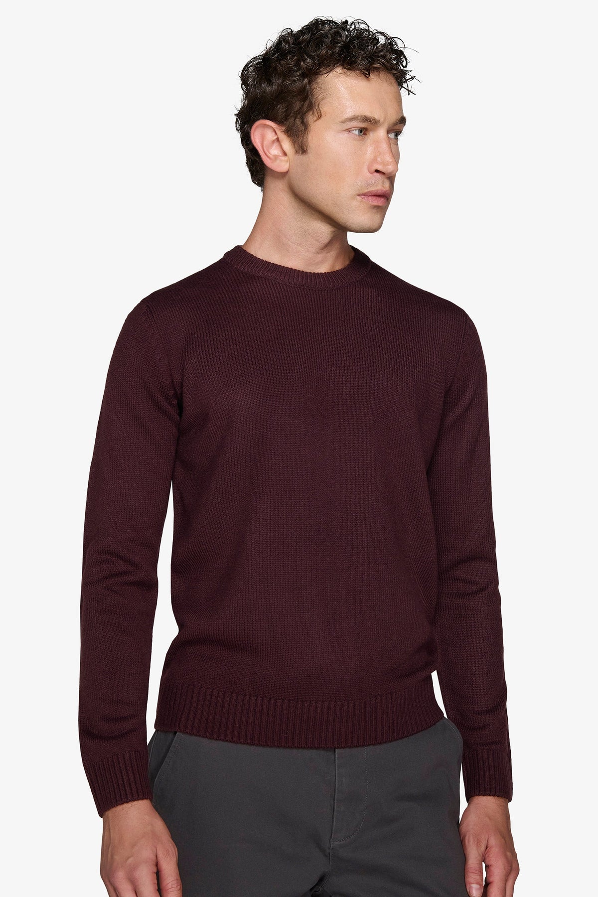 Maglia girocollo effetto lambswool bordeaux-Dan John