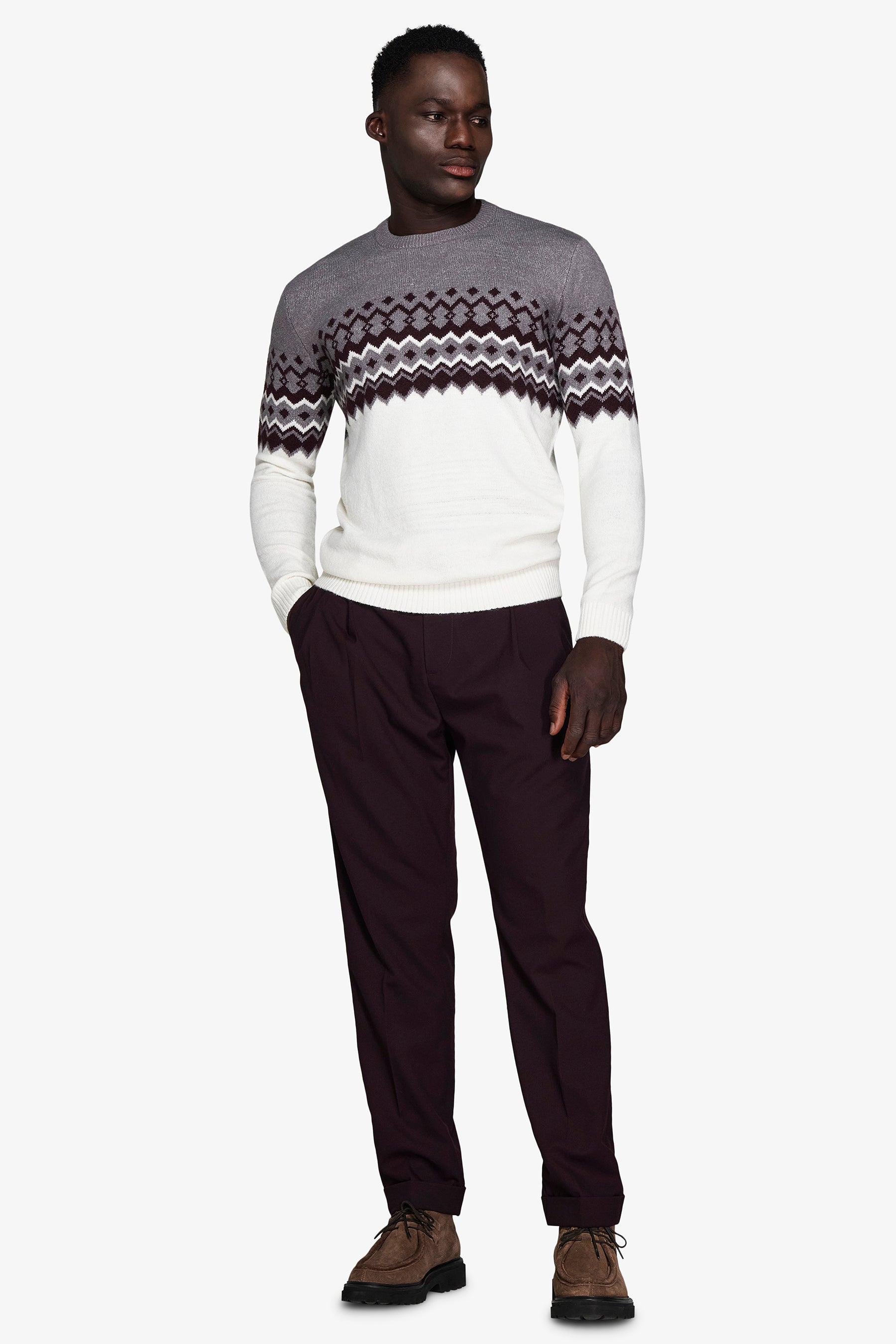 Maglia girocollo nordic bordeaux-Dan John