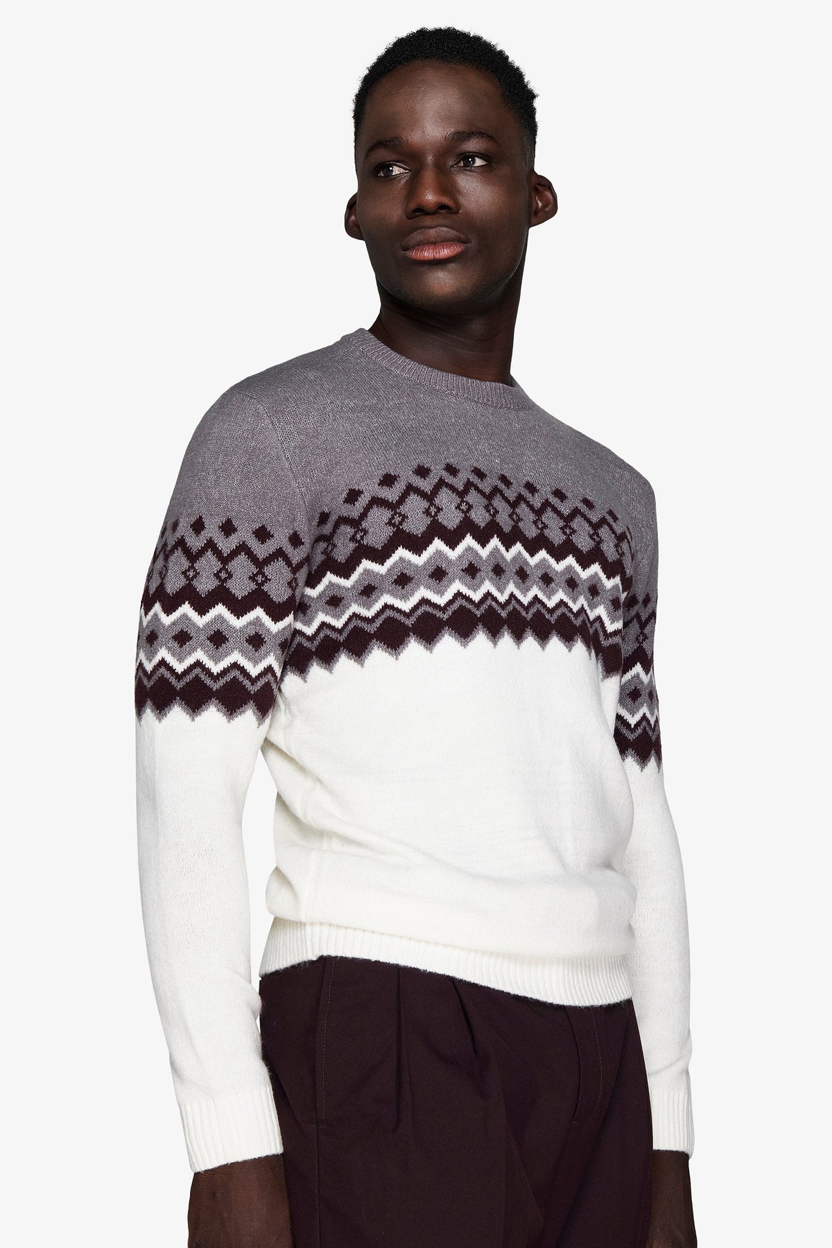 Maglia girocollo nordic bordeaux-Dan John