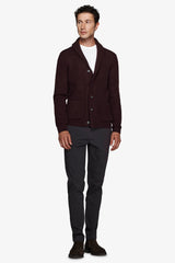 Cardigan collo sciallato bordeaux-Dan John