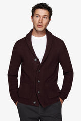 Cardigan collo sciallato bordeaux-Dan John
