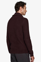 Cardigan collo sciallato bordeaux-Dan John