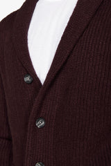 Cardigan collo sciallato bordeaux-Dan John