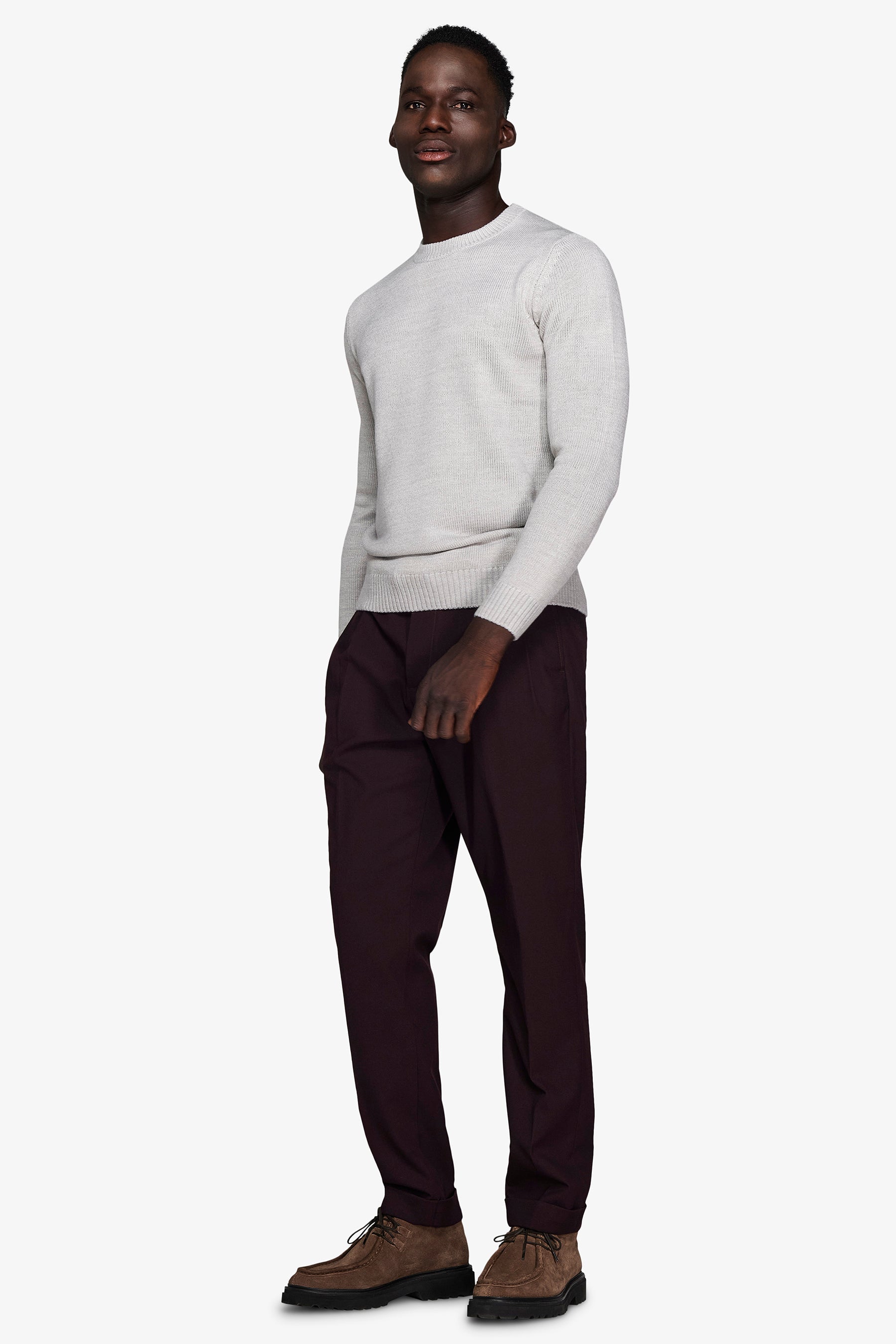 Maglia girocollo effetto lambswool grigio chiaro-Dan John