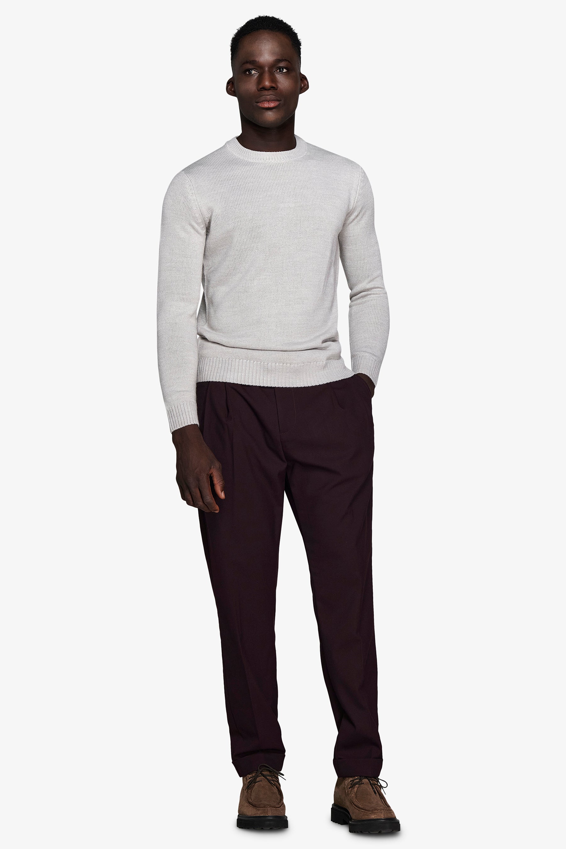 Maglia girocollo effetto lambswool grigio chiaro-Dan John