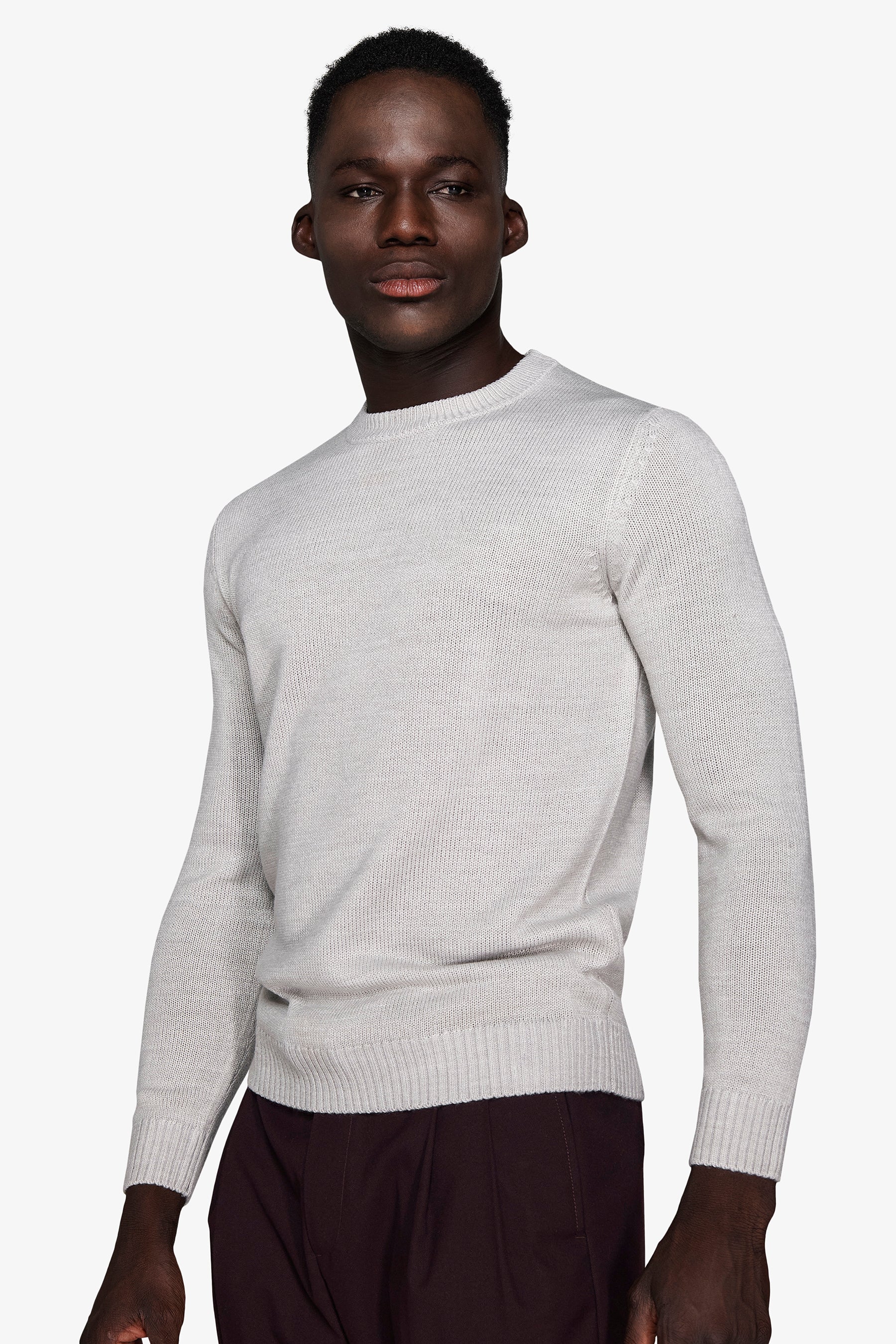 Maglia girocollo effetto lambswool grigio chiaro-Dan John