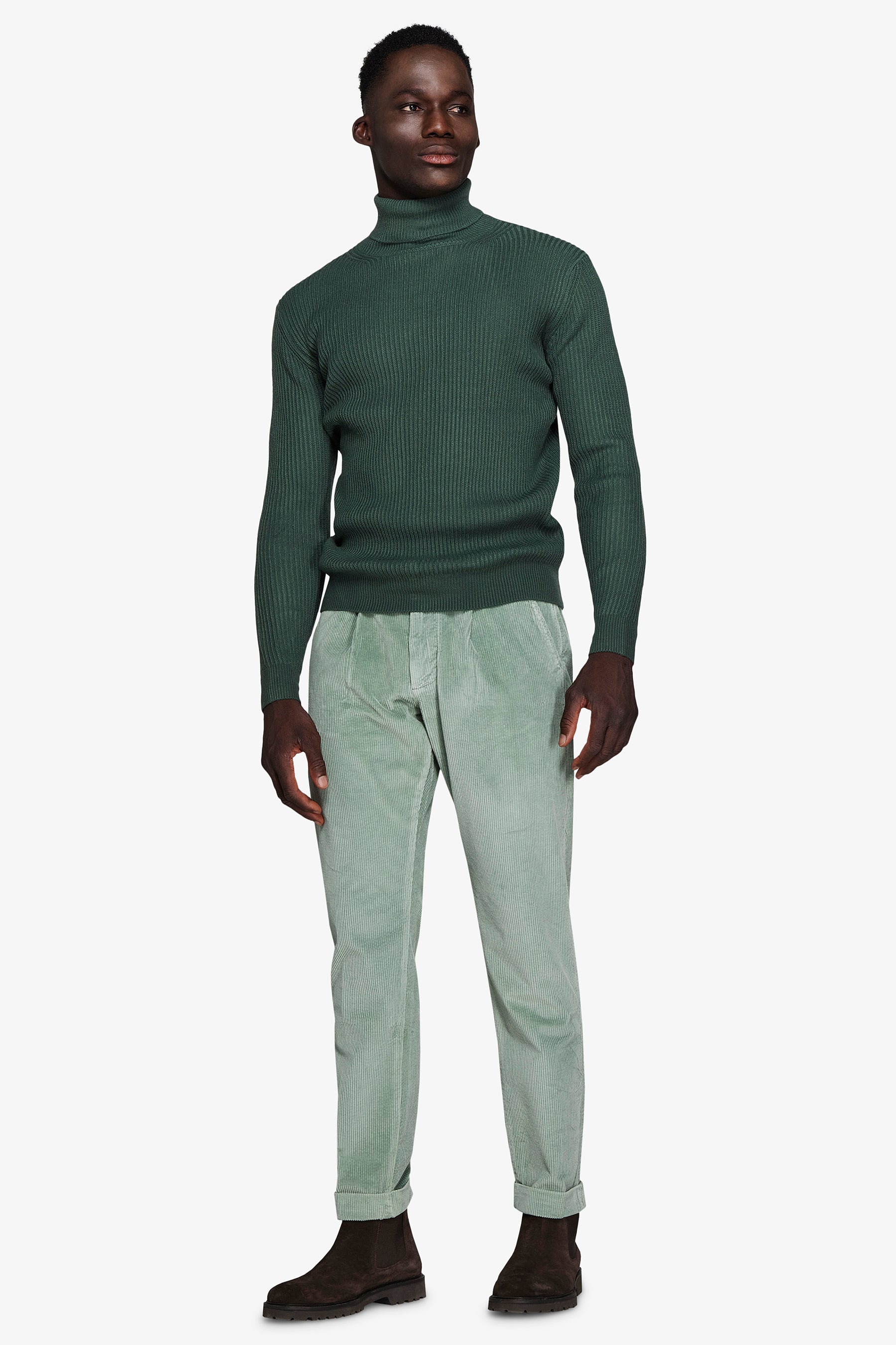 Maglia dolcevita costa inglese verde-Dan John