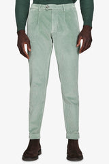 Pantaloni velluto millerighe verde acqua-Dan John