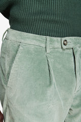 Pantaloni velluto millerighe verde acqua-Dan John