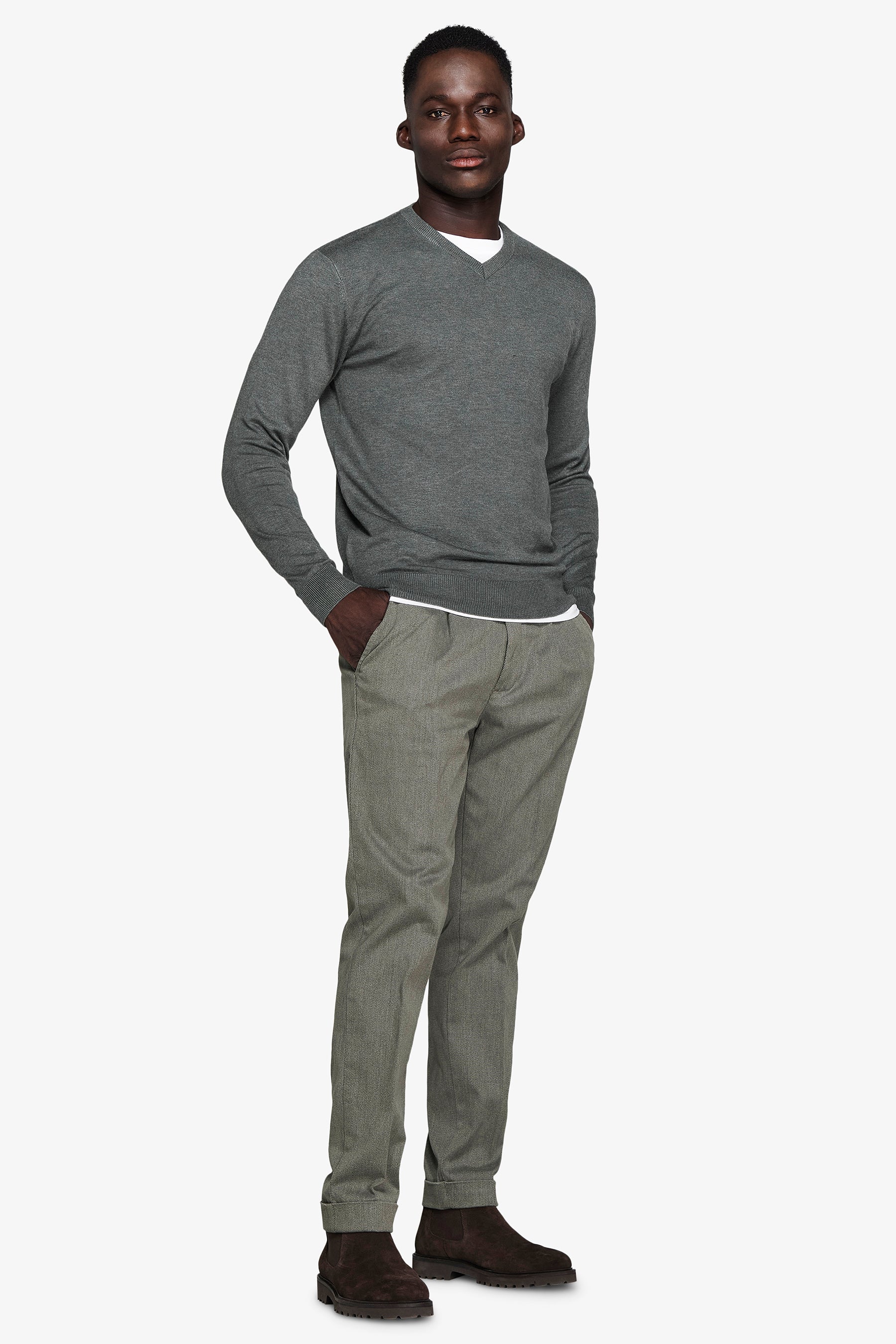 Maglia scollo a V verde-Dan John