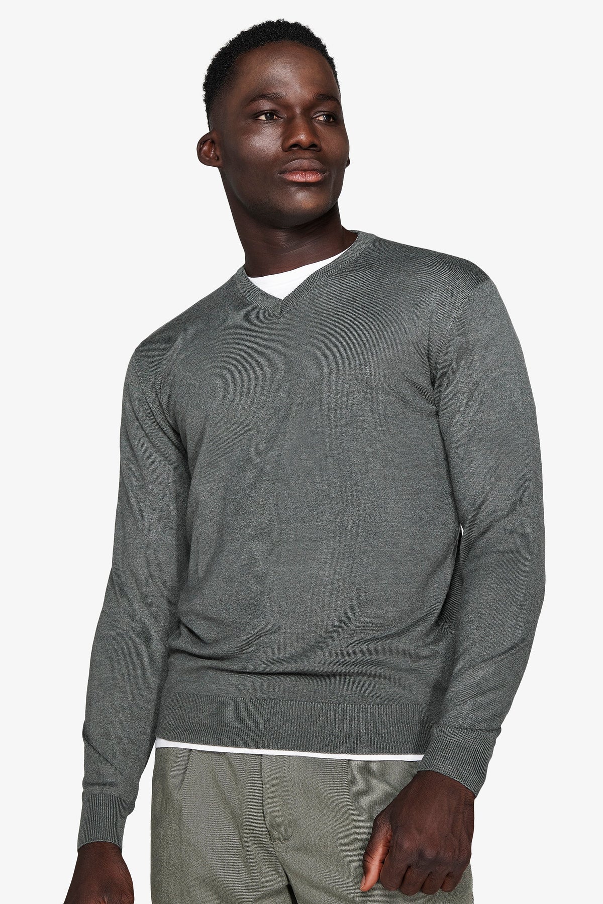 Maglia scollo a V verde-Dan John