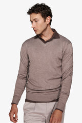 Maglia scollo a V tortora-Dan John