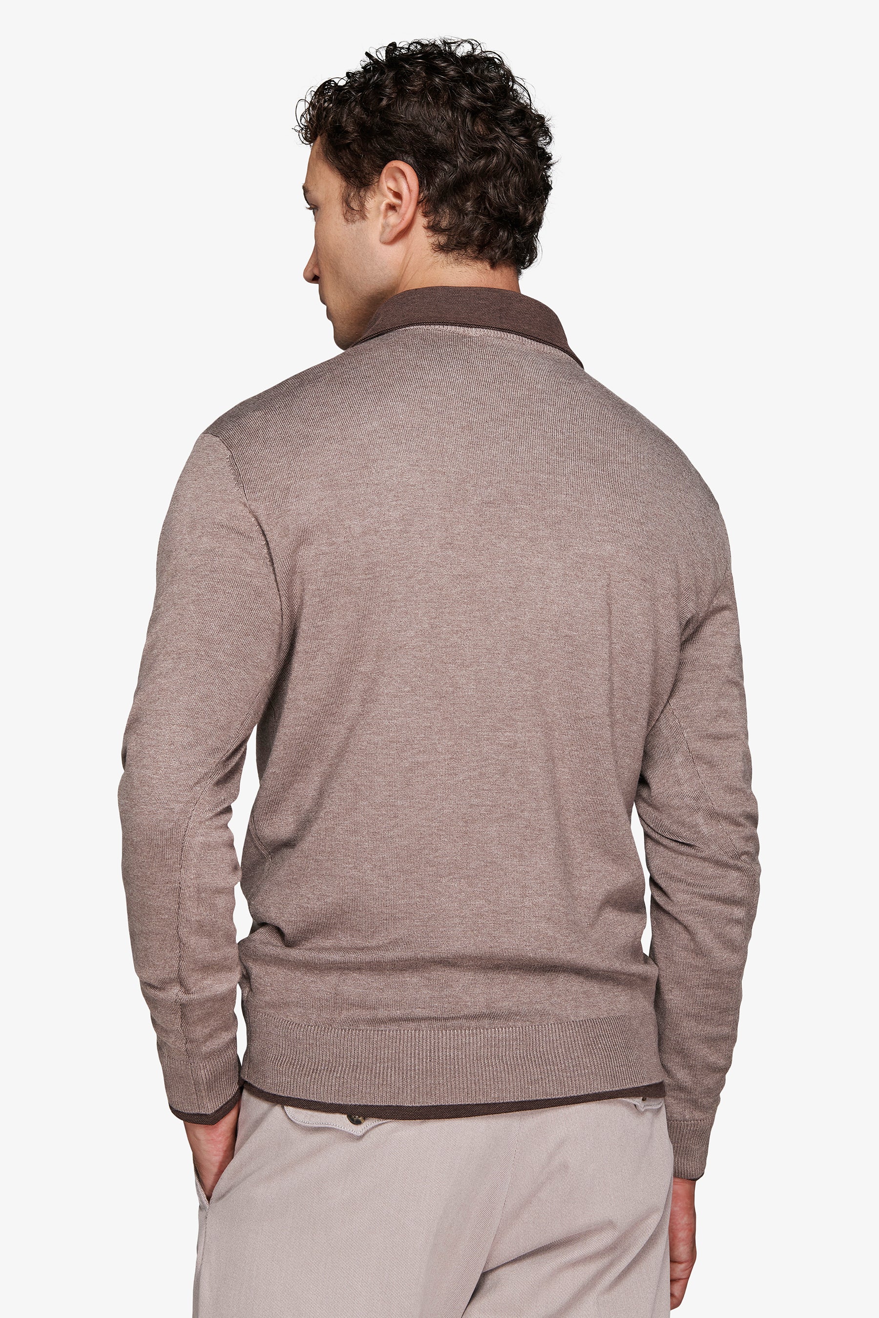 Maglia scollo a V tortora-Dan John