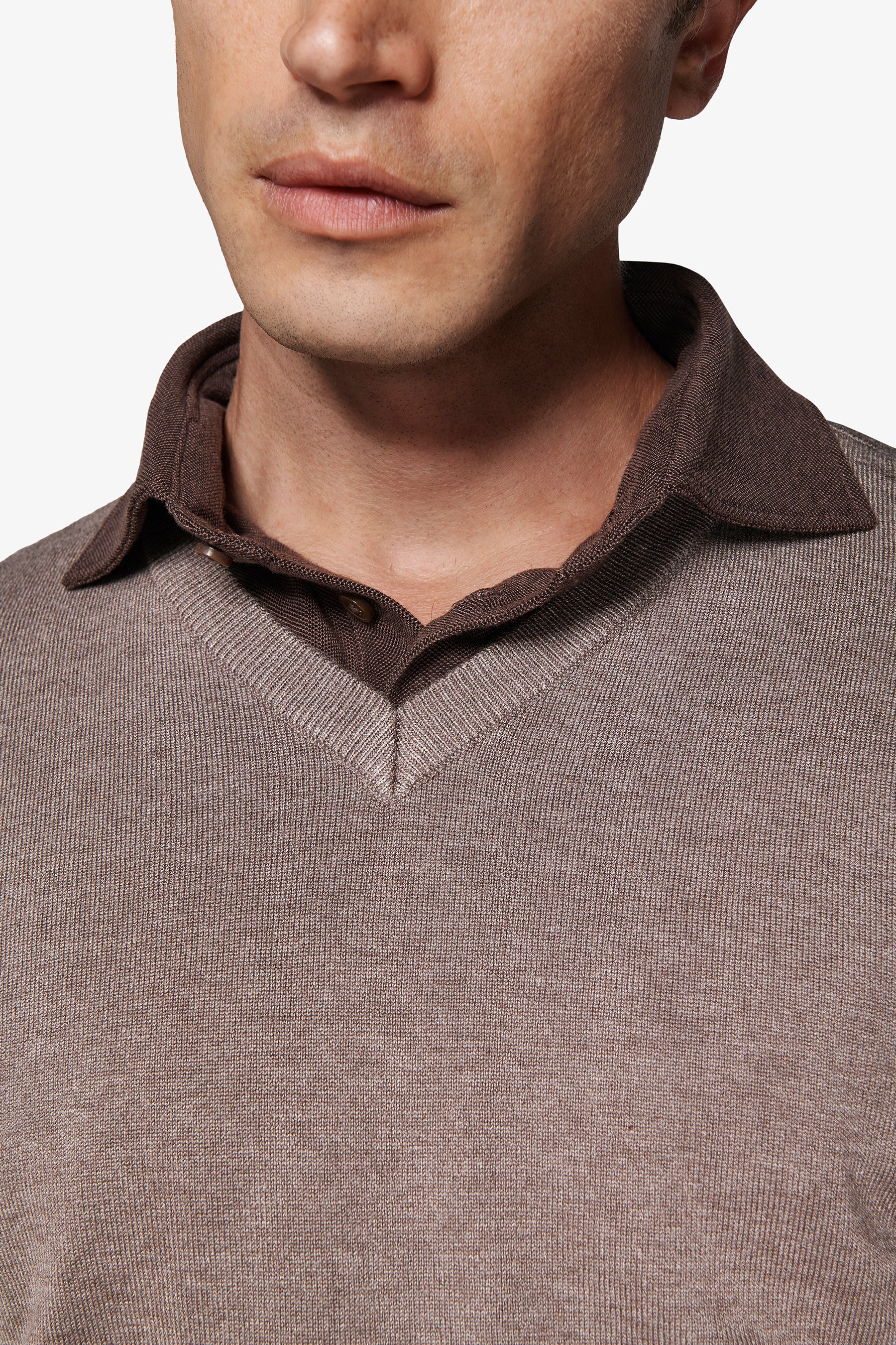 Maglia scollo a V tortora-Dan John