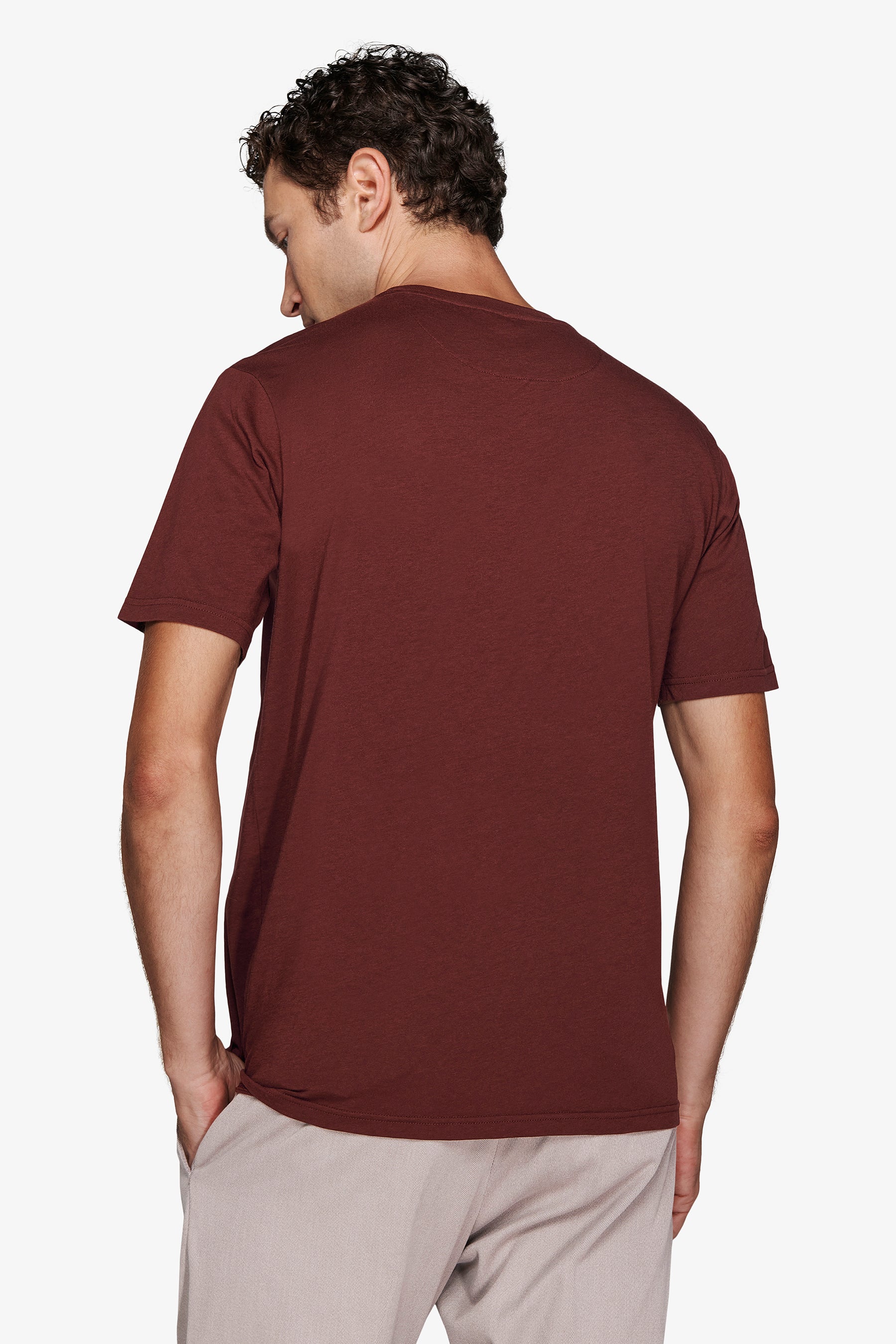 T-shirt basic in cotone leggero bordeaux-Dan John