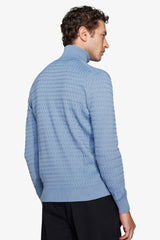 Maglia dolcevita a treccina celeste-Dan John