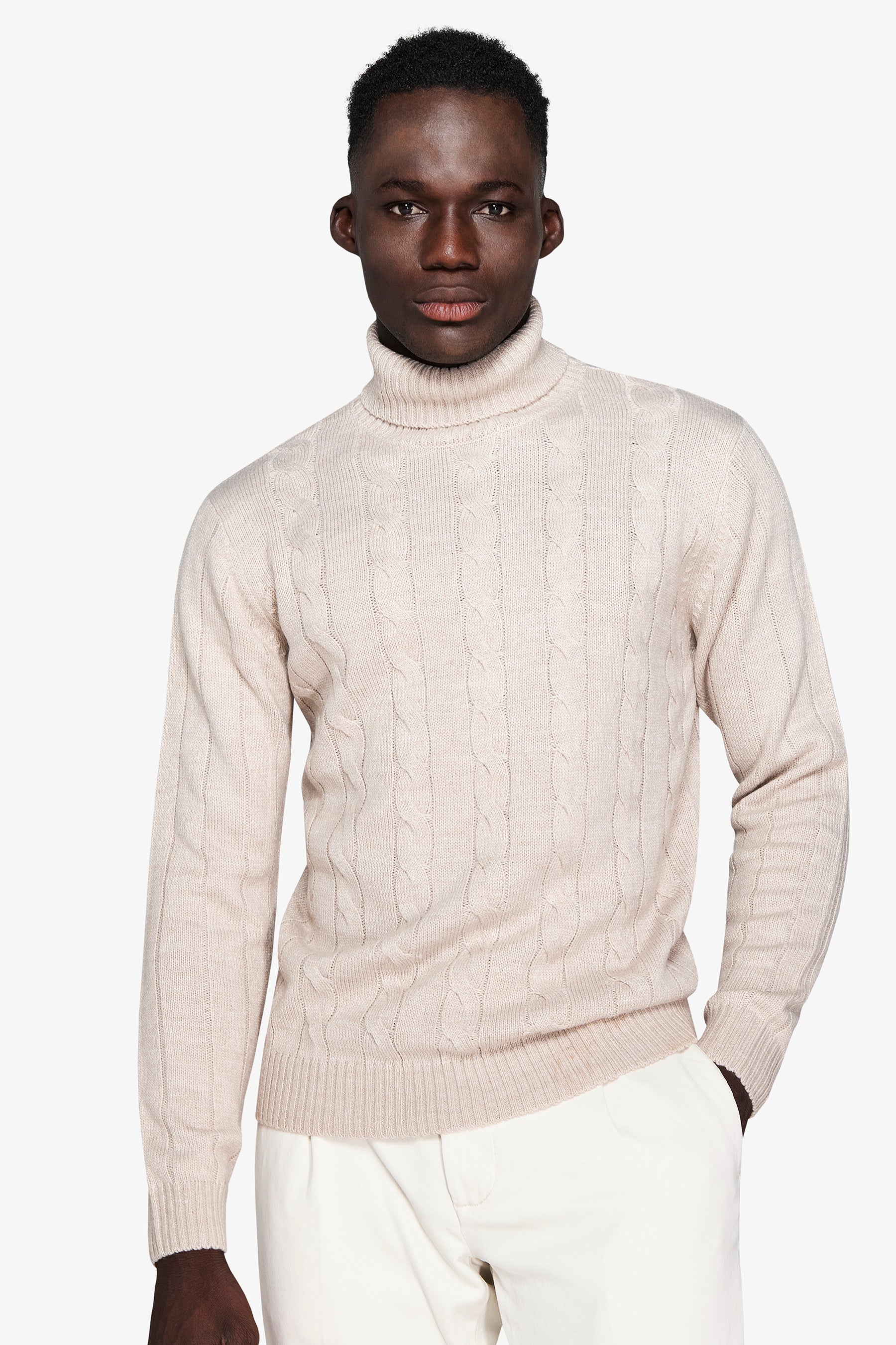 Maglia dolcevita treccia corda-Dan John