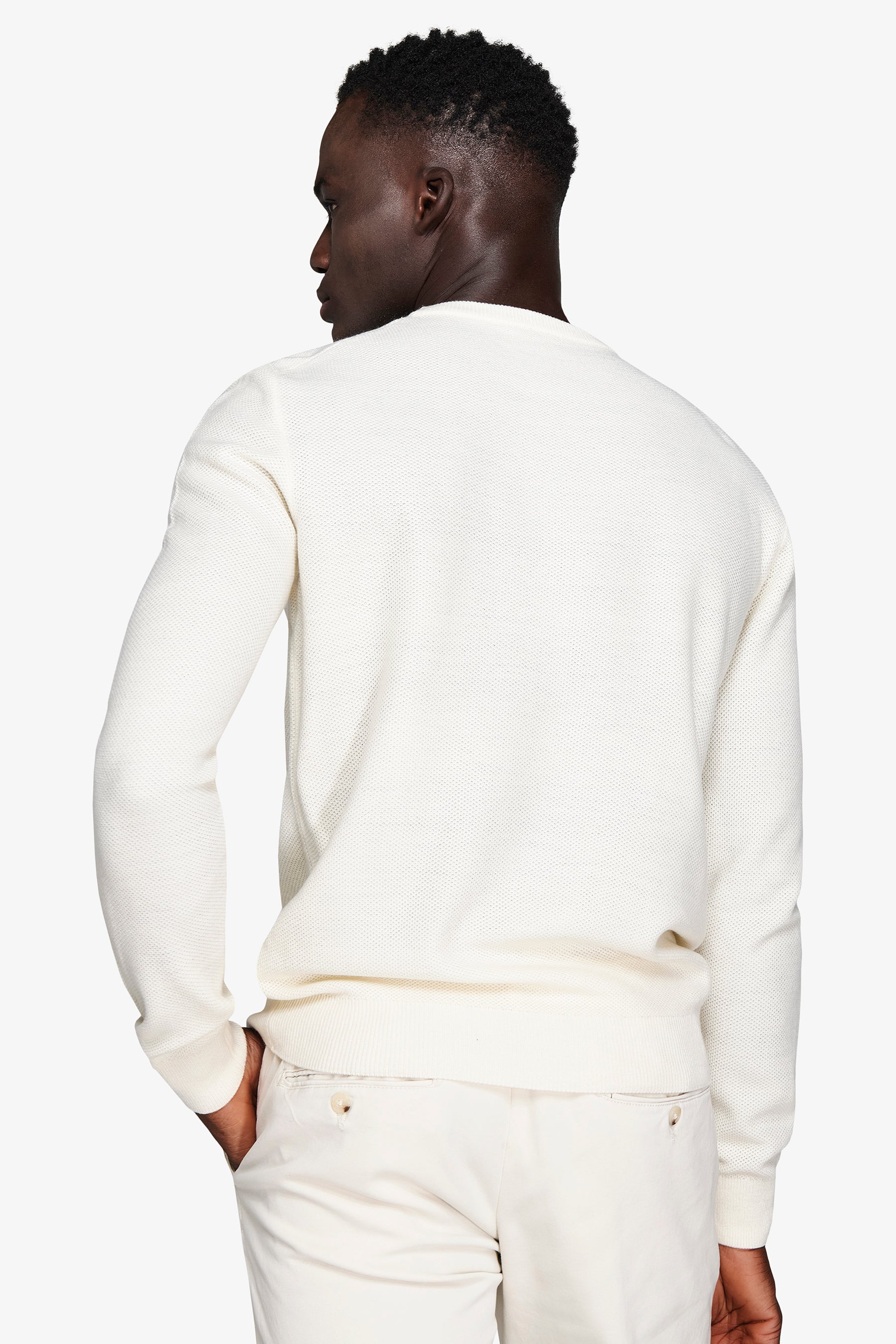 Maglia girocollo armaturata chicco riso panna-Dan John