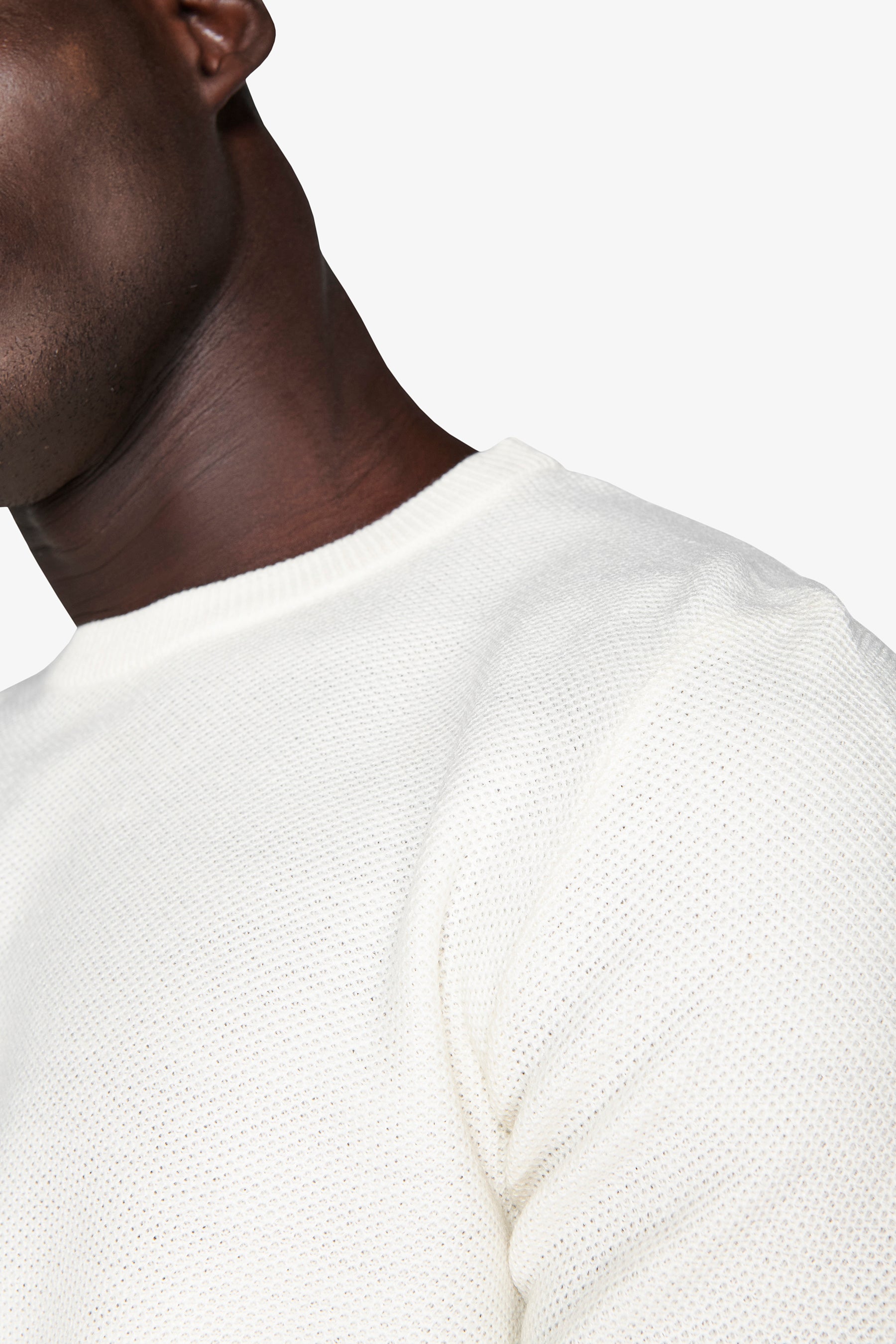 Maglia girocollo armaturata chicco riso panna-Dan John