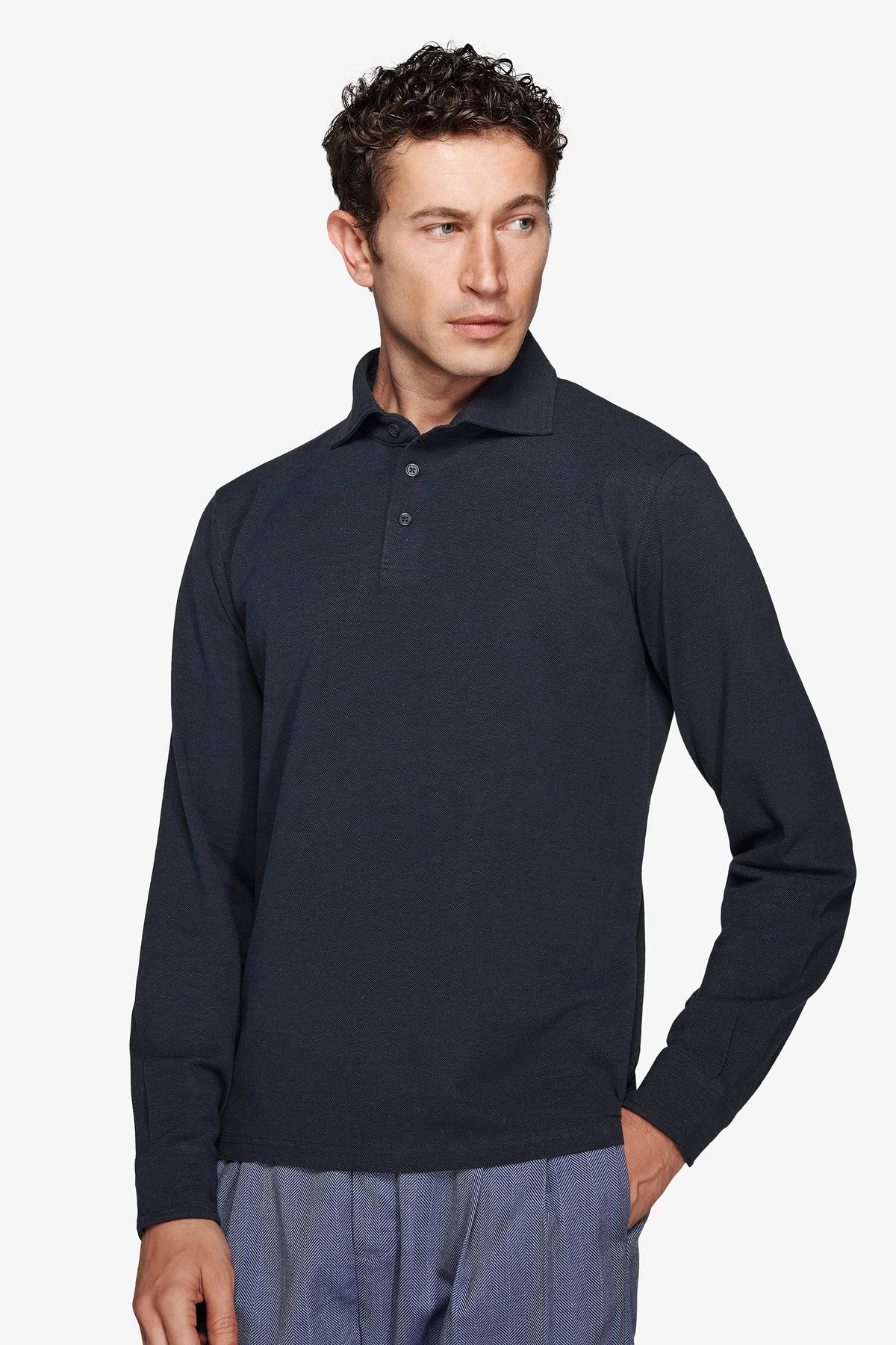 Polo piquet stretch con collo camicia avion-Dan John