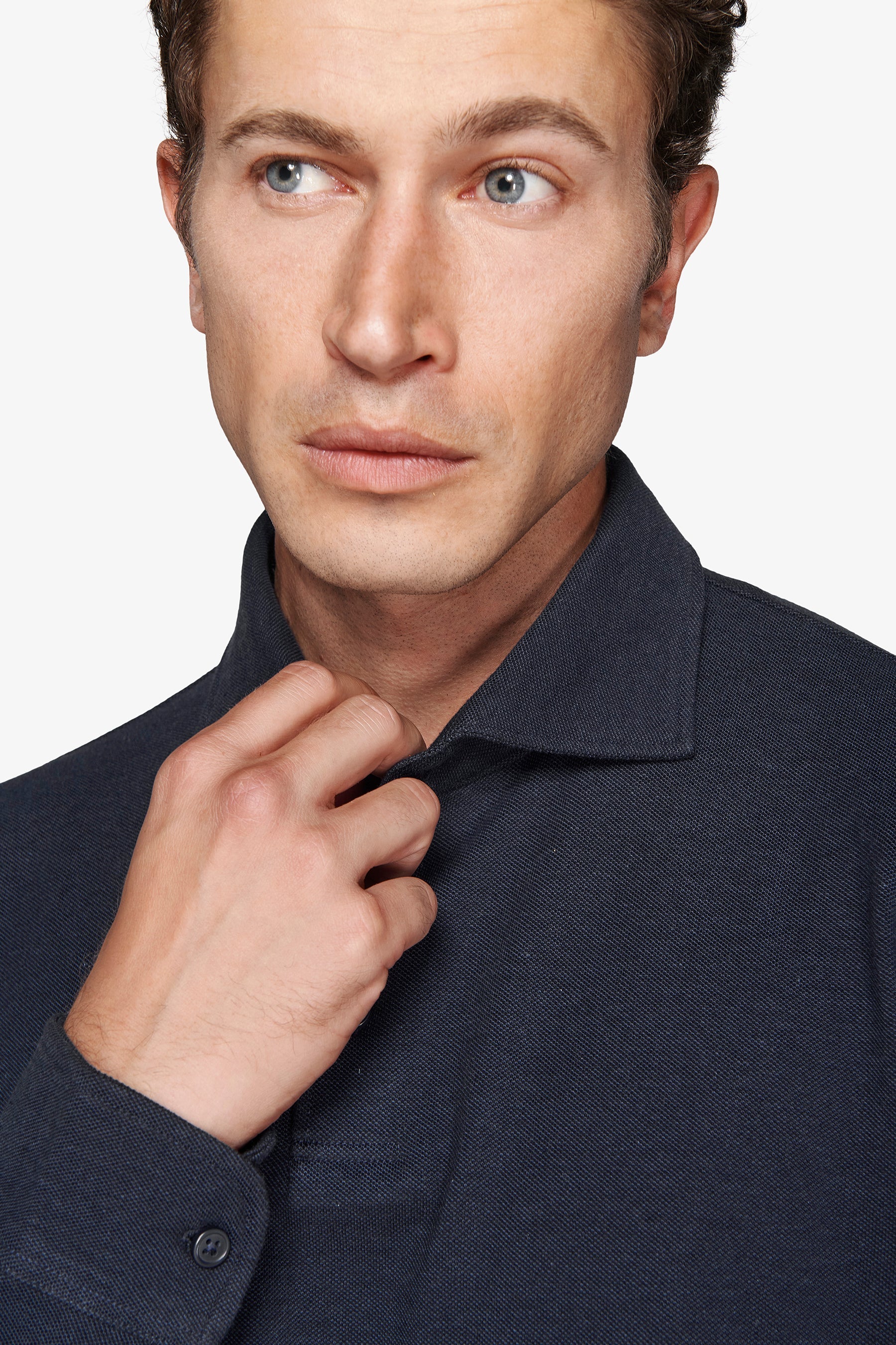 Polo piquet stretch con collo camicia avion-Dan John