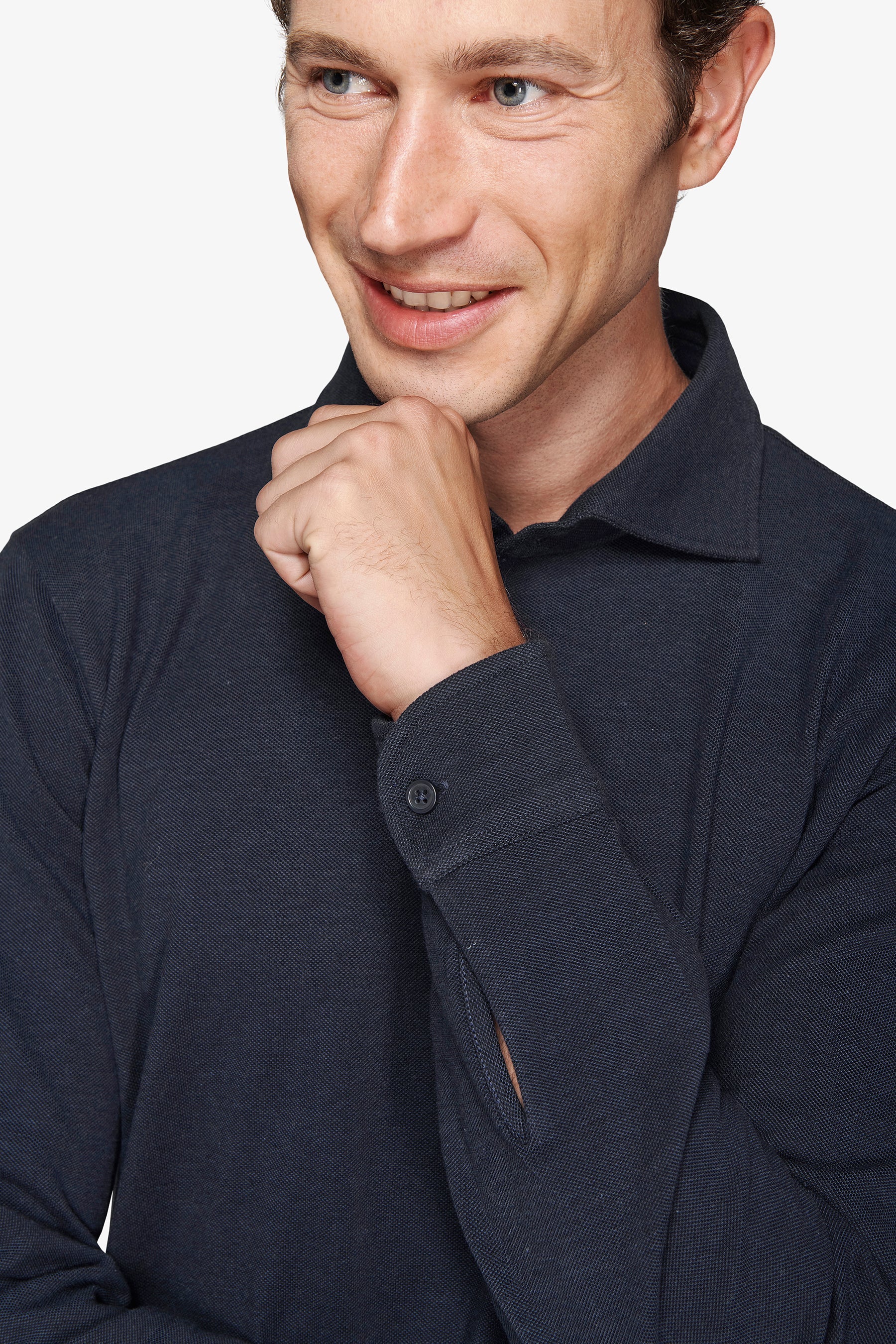 Polo piquet stretch con collo camicia avion-Dan John