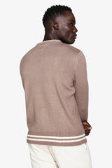 Maglia girocollo costa con profili DNJ tortora-Dan John