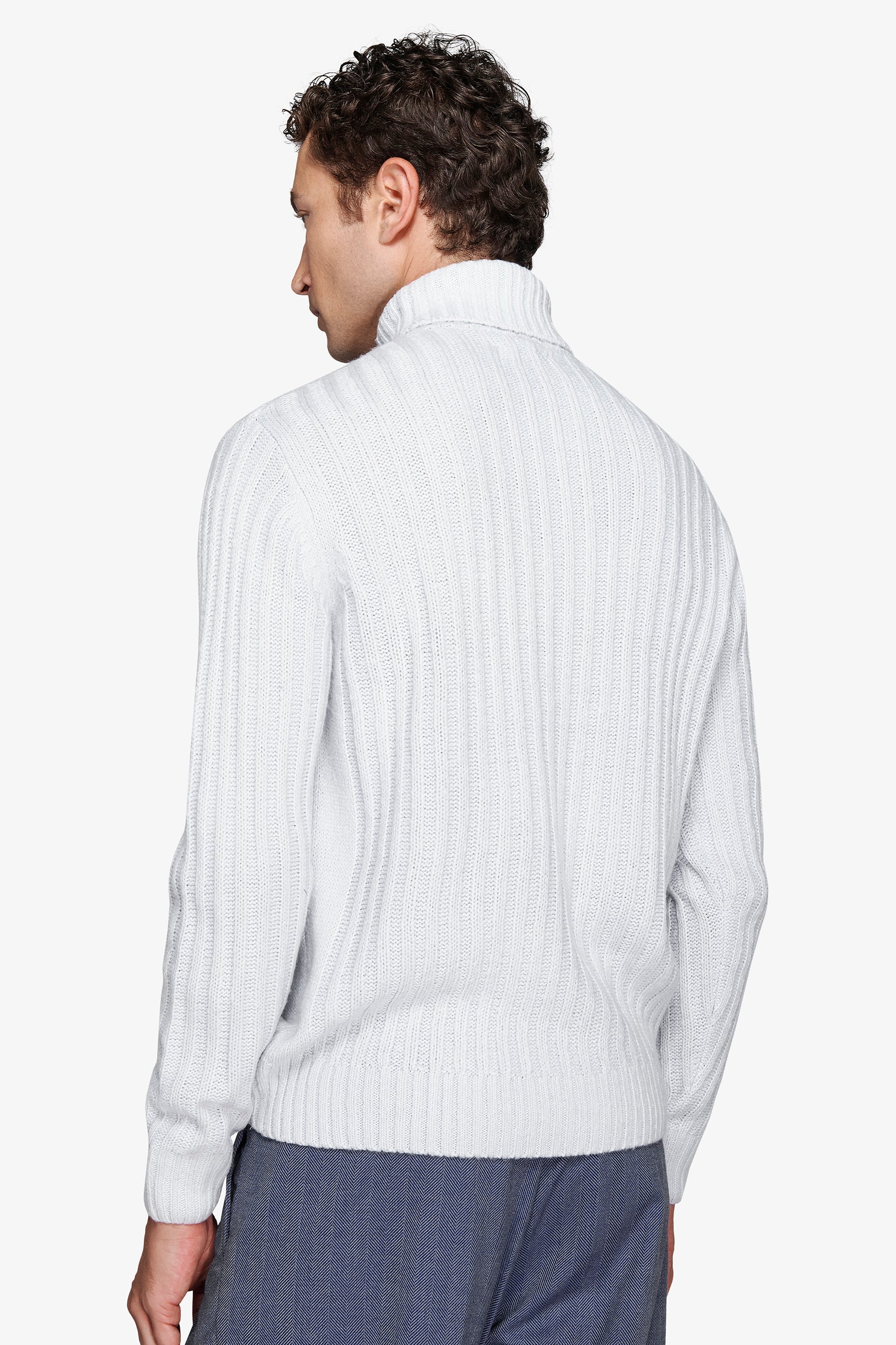 Maglia dolcevita a coste celeste-Dan John