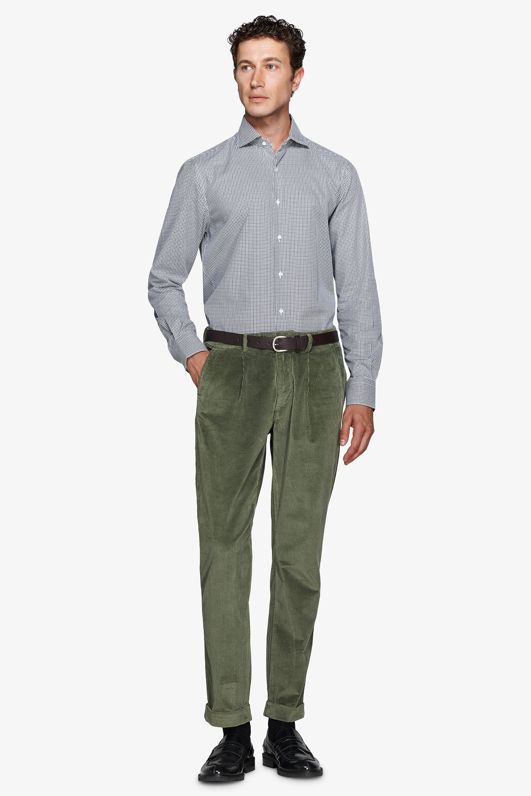 Camicia pied de poule verde-Dan John