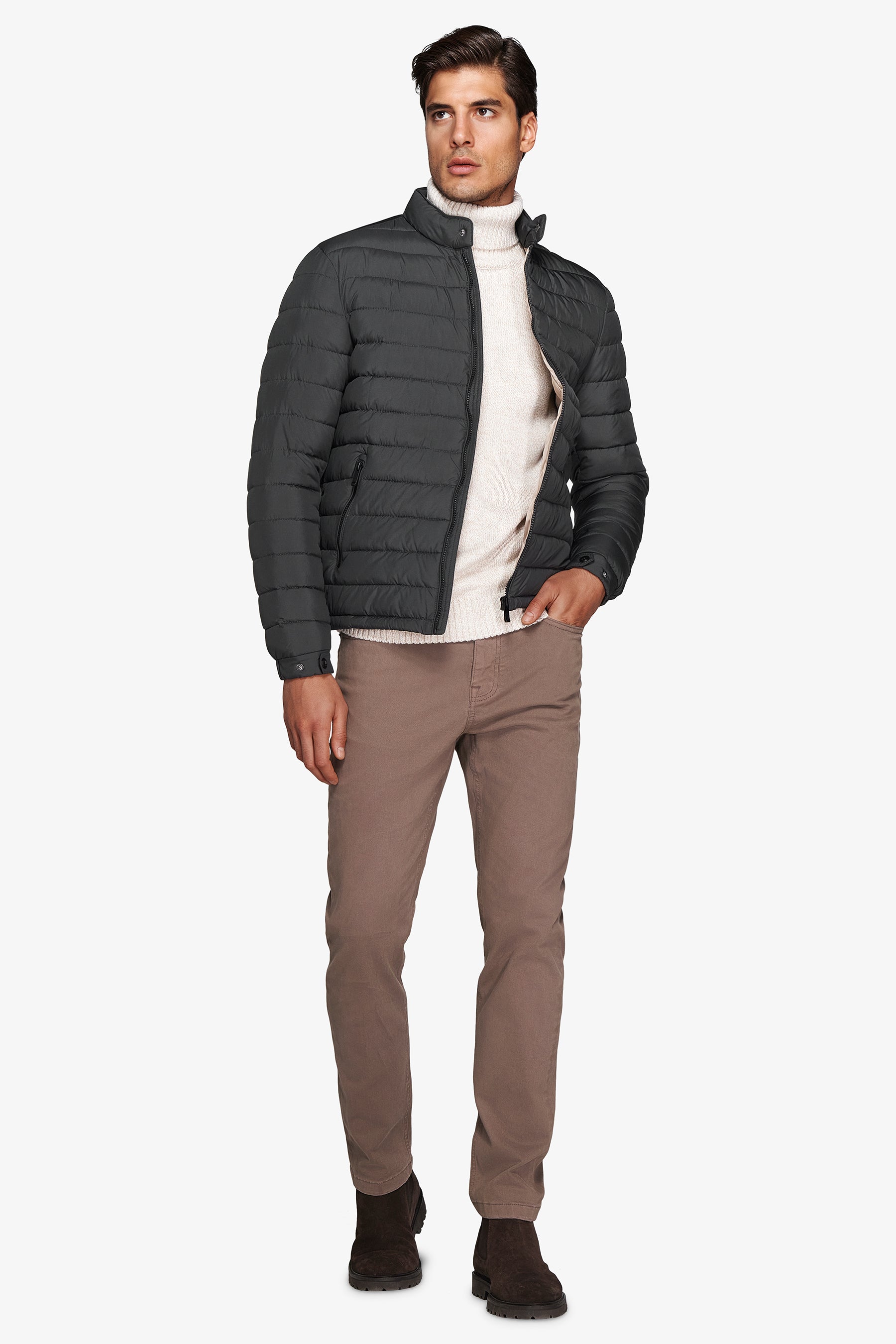 Piumino full zip trapuntato verde-Dan John
