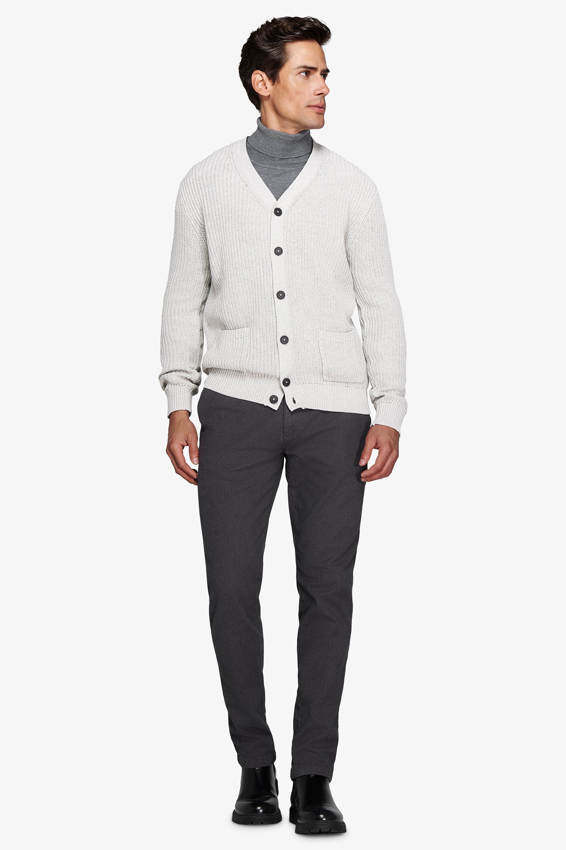 Cardigan costa inglese grigio chiaro-Dan John