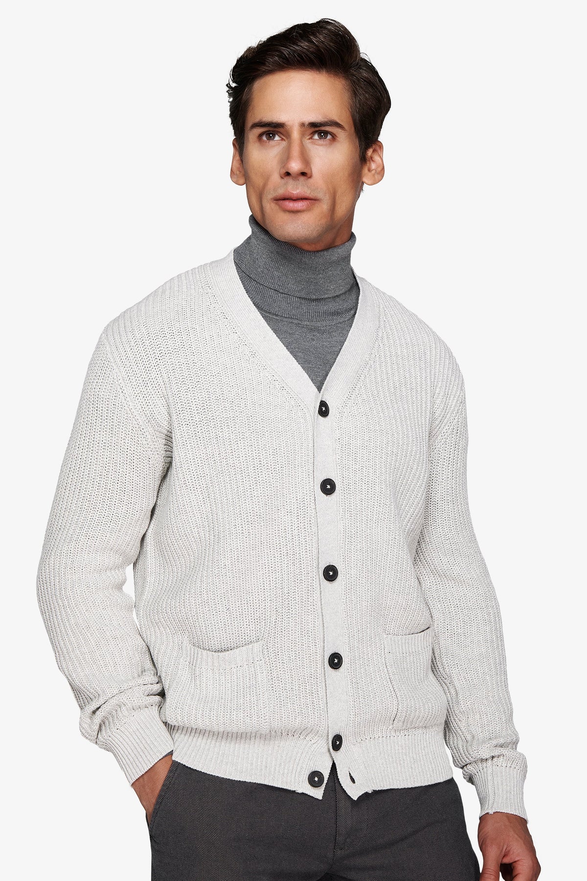 Cardigan costa inglese grigio chiaro-Dan John