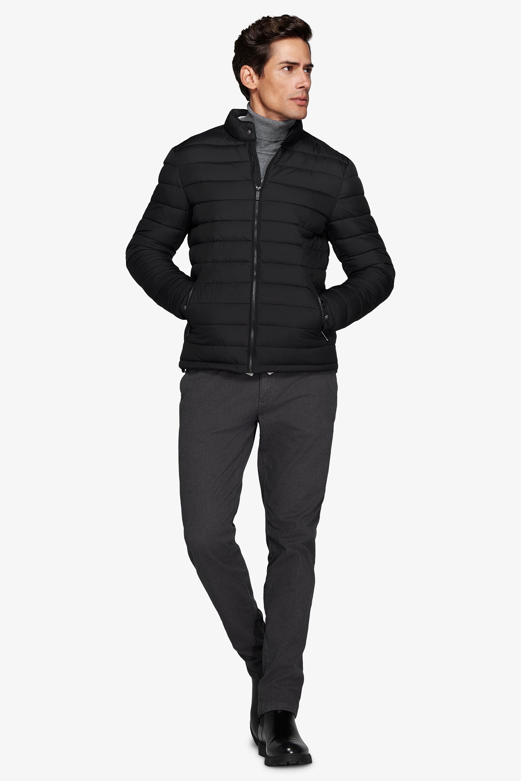 Piumino full zip trapuntato nero-Dan John