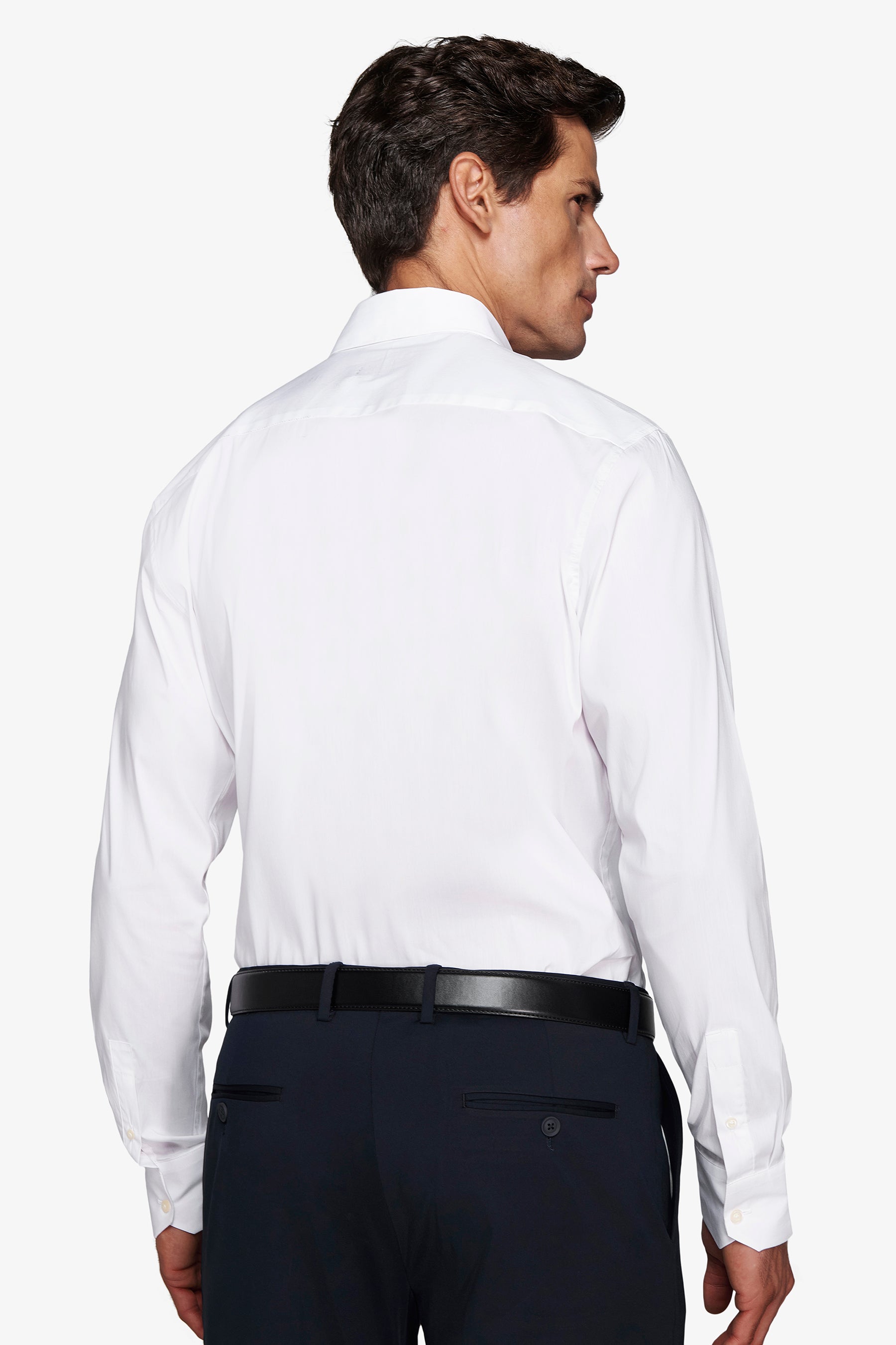 Camicia stretch unita bianca slim-Dan John