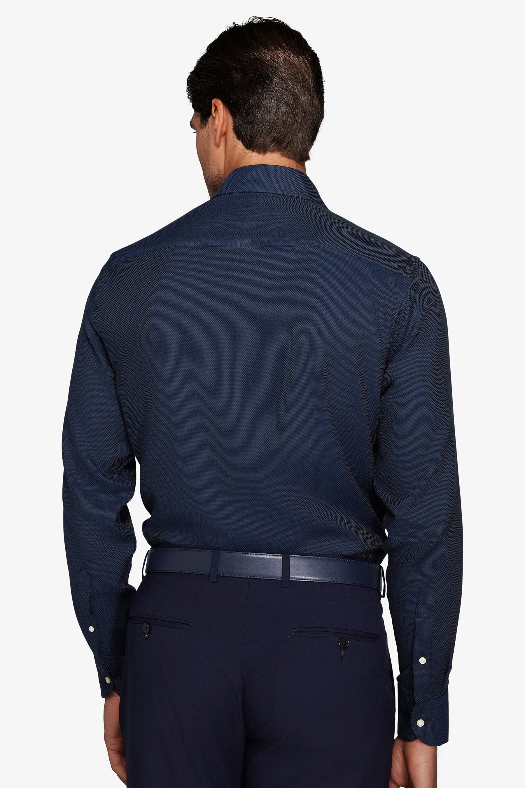 Camicia "la Picoco" operata blu slim-Dan John
