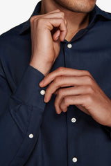 Camicia "la Picoco" operata blu slim-Dan John