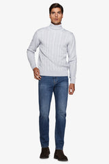 Maglia dolcevita treccia grigio chiaro-Dan John